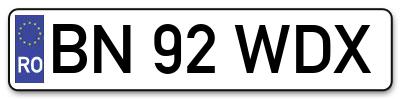 Placuta inmatriculare numar auto  BN-92-WDX, BN 92 WDX, BN92WDX