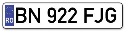 Placuta inmatriculare numar auto  BN-922-FJG, BN 922 FJG, BN922FJG