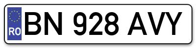 Placuta inmatriculare numar auto  BN-928-AVY, BN 928 AVY, BN928AVY
