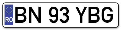 Placuta inmatriculare numar auto  BN-93-YBG, BN 93 YBG, BN93YBG