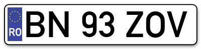 Placuta inmatriculare numar auto  BN-93-ZOV, BN 93 ZOV, BN93ZOV
