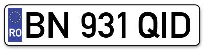 Placuta inmatriculare numar auto  BN-931-QID, BN 931 QID, BN931QID