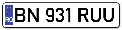 Placuta inmatriculare numar auto  BN-931-RUU, BN 931 RUU, BN931RUU