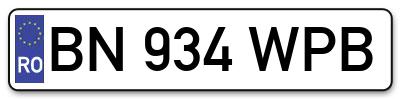 Placuta inmatriculare numar auto  BN-934-WPB, BN 934 WPB, BN934WPB