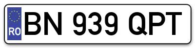 Placuta inmatriculare numar auto  BN-939-QPT, BN 939 QPT, BN939QPT