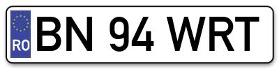 Placuta inmatriculare numar auto  BN-94-WRT, BN 94 WRT, BN94WRT