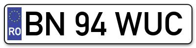 Placuta inmatriculare numar auto  BN-94-WUC, BN 94 WUC, BN94WUC