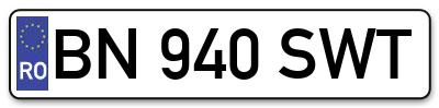 Placuta inmatriculare numar auto  BN-940-SWT, BN 940 SWT, BN940SWT