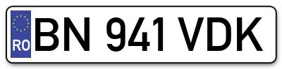 Placuta inmatriculare numar auto  BN-941-VDK, BN 941 VDK, BN941VDK