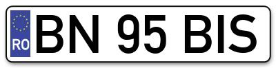 Placuta inmatriculare numar auto  BN-95-BIS, BN 95 BIS, BN95BIS