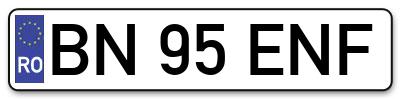 Placuta inmatriculare numar auto  BN-95-ENF, BN 95 ENF, BN95ENF