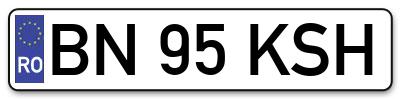 Placuta inmatriculare numar auto  BN-95-KSH, BN 95 KSH, BN95KSH