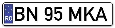 Placuta inmatriculare numar auto  BN-95-MKA, BN 95 MKA, BN95MKA