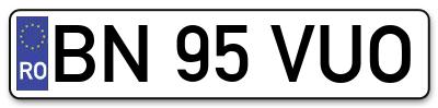 Placuta inmatriculare numar auto  BN-95-VUO, BN 95 VUO, BN95VUO