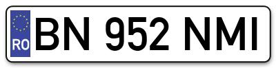 Placuta inmatriculare numar auto  BN-952-NMI, BN 952 NMI, BN952NMI