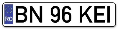 Placuta inmatriculare numar auto  BN-96-KEI, BN 96 KEI, BN96KEI