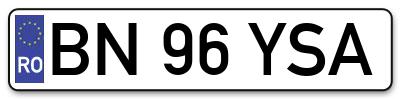 Placuta inmatriculare numar auto  BN-96-YSA, BN 96 YSA, BN96YSA