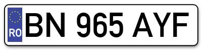 Placuta inmatriculare numar auto  BN-965-AYF, BN 965 AYF, BN965AYF