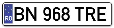 Placuta inmatriculare numar auto  BN-968-TRE, BN 968 TRE, BN968TRE