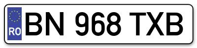Placuta inmatriculare numar auto  BN-968-TXB, BN 968 TXB, BN968TXB