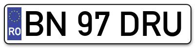 Placuta inmatriculare numar auto  BN-97-DRU, BN 97 DRU, BN97DRU