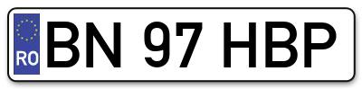 Placuta inmatriculare numar auto  BN-97-HBP, BN 97 HBP, BN97HBP