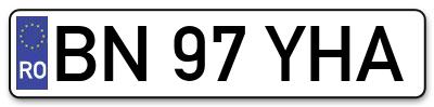 Placuta inmatriculare numar auto  BN-97-YHA, BN 97 YHA, BN97YHA