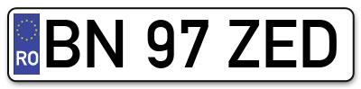 Placuta inmatriculare numar auto  BN-97-ZED, BN 97 ZED, BN97ZED