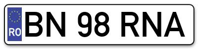 Placuta inmatriculare numar auto  BN-98-RNA, BN 98 RNA, BN98RNA