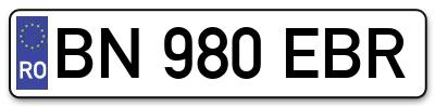 Placuta inmatriculare numar auto  BN-980-EBR, BN 980 EBR, BN980EBR