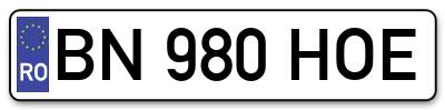 Placuta inmatriculare numar auto  BN-980-HOE, BN 980 HOE, BN980HOE