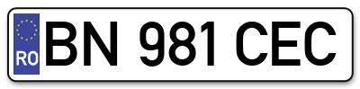 Placuta inmatriculare numar auto  BN-981-CEC, BN 981 CEC, BN981CEC