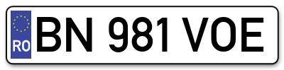 Placuta inmatriculare numar auto  BN-981-VOE, BN 981 VOE, BN981VOE