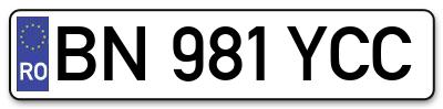 Placuta inmatriculare numar auto  BN-981-YCC, BN 981 YCC, BN981YCC