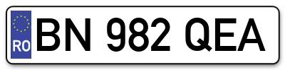 Placuta inmatriculare numar auto  BN-982-QEA, BN 982 QEA, BN982QEA