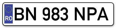 Placuta inmatriculare numar auto  BN-983-NPA, BN 983 NPA, BN983NPA