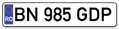 Placuta inmatriculare numar auto  BN-985-GDP, BN 985 GDP, BN985GDP