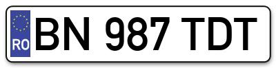 Placuta inmatriculare numar auto  BN-987-TDT, BN 987 TDT, BN987TDT