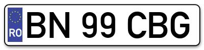 Placuta inmatriculare numar auto  BN-99-CBG, BN 99 CBG, BN99CBG