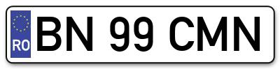 Placuta inmatriculare numar auto  BN-99-CMN, BN 99 CMN, BN99CMN