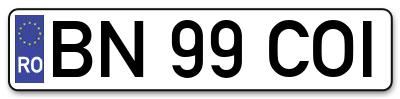 Placuta inmatriculare numar auto  BN-99-COI, BN 99 COI, BN99COI
