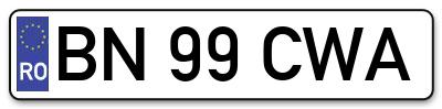 Placuta inmatriculare numar auto  BN-99-CWA, BN 99 CWA, BN99CWA