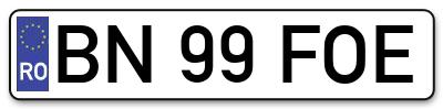 Placuta inmatriculare numar auto  BN-99-FOE, BN 99 FOE, BN99FOE