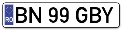 Placuta inmatriculare numar auto  BN-99-GBY, BN 99 GBY, BN99GBY