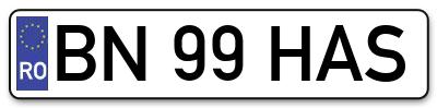 Placuta inmatriculare numar auto  BN-99-HAS, BN 99 HAS, BN99HAS