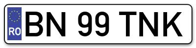 Placuta inmatriculare numar auto  BN-99-TNK, BN 99 TNK, BN99TNK