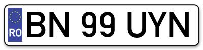 Placuta inmatriculare numar auto  BN-99-UYN, BN 99 UYN, BN99UYN