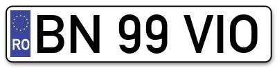 Placuta inmatriculare numar auto  BN-99-VIO, BN 99 VIO, BN99VIO