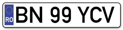 Placuta inmatriculare numar auto  BN-99-YCV, BN 99 YCV, BN99YCV