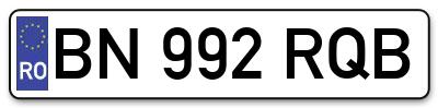 Placuta inmatriculare numar auto  BN-992-RQB, BN 992 RQB, BN992RQB